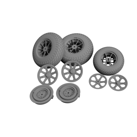 Zestaw kół do Lockheed P-38 Lightning – opona Cross Tread – skala 1:32